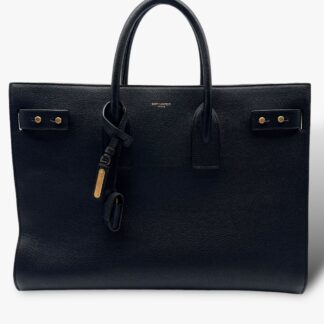 YVES SAINT LAURENT - BORSA LARGE SAC DE JOUR NERA IN PELLE MARTELLATA