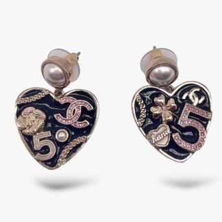 CHANEL - ORECCHINI PERLA CON PENDENTE A CUORE
