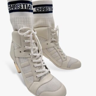 DIOR - STIVALETTO A CALZA PELLE E TESSUTO