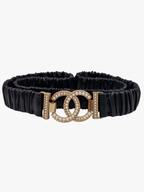 CHANEL – CINTURA IN PELLE ELASTICIZZATA FIBBIA CC