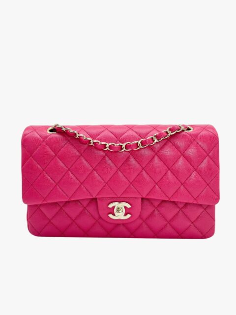 CHANEL – BORSA CLASSICA 11.12 PELLE CAVIAR ROSA FRAGOLA – LGHW