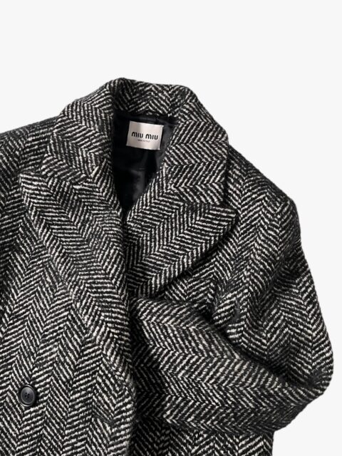 MIU MIU – CAPPOTTO DOPPIO PETTO LANA VERGINE SPINA DI PESCE