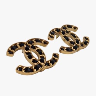 CHANEL - ORECCHINI A LOBO CC GRANDI PELLE INTRECCIATA