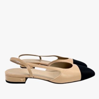 CHANEL - SCARPA SLINGBACK FLAT PELLE BICOLOR