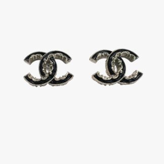 CHANEL - ORECHINI DOPPIE CC SMALTO E LAVORAZIONE RICAMO