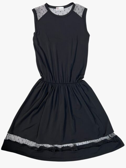 VALENTINO – ABITO MIDI IN TESSUTO CON TULLE POINT D’ESPRIT