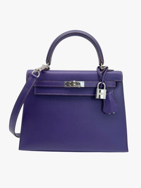 HERMÈS – BORSA KELLY 25 EPSOM SELLIER IRIS – PHW