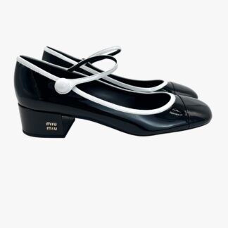 MIU MIU - DÉCOLLETÉ MARY JANE IN VERNICE BICOLORE NERO/BIANCO