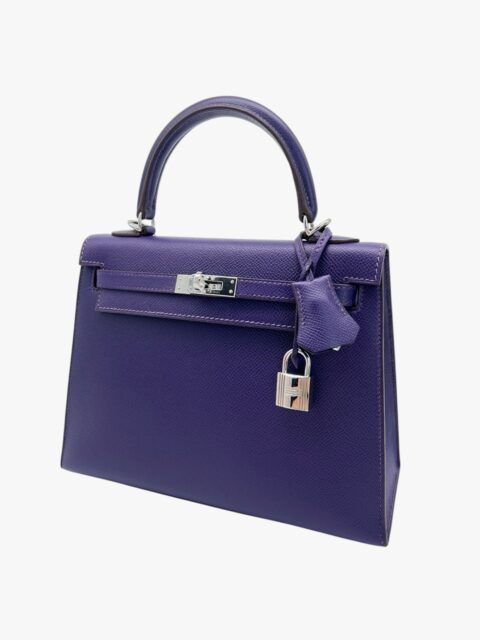 HERMÈS – BORSA KELLY 25 EPSOM SELLIER IRIS – PHW