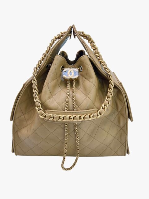 CHANEL – BORSA 25 MEDIA PELLE CAVIAR BEIGE SCURO