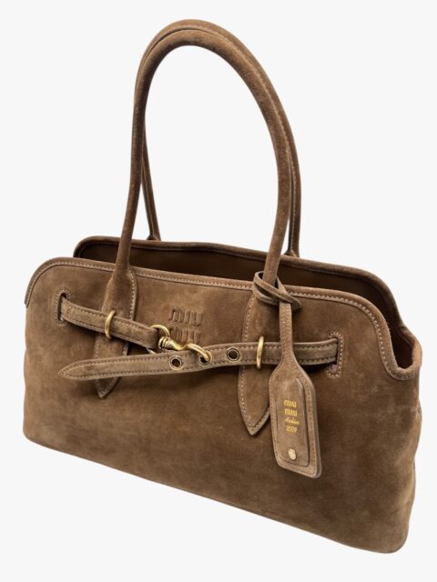 MIU MIU – BORSA AVENTURE IN PELLE SCAMOSCIATA VERDE OLIVA