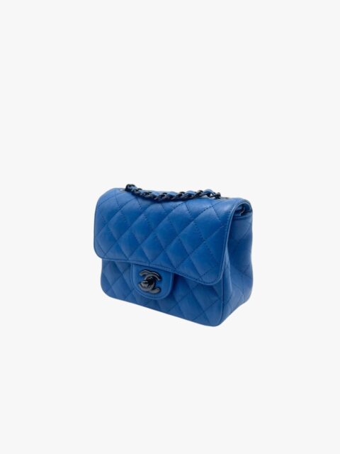 CHANEL – BORSA MINI SQUARE PELLE VITELLO BLU ELETTRICO – NHW