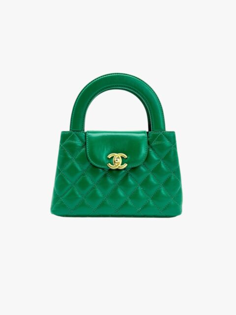 CHANEL – BORSA SMALL SHOPPING CON MANICO PELLE VERDE SCURO