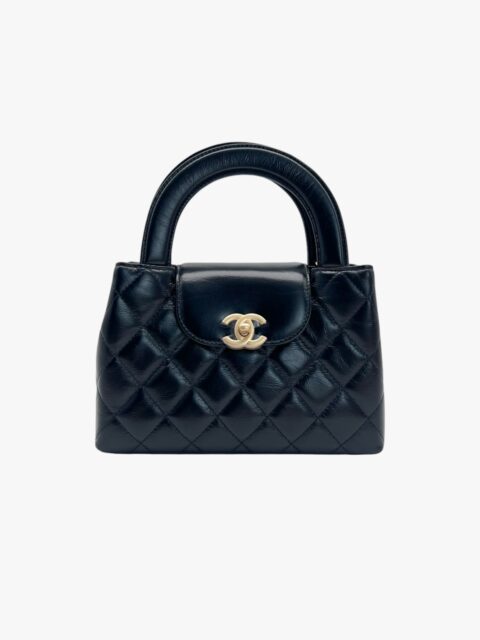 CHANEL – BORSA SMALL SHOPPING CON MANICO PELLE NERA – GHW