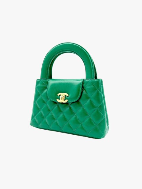 CHANEL – BORSA SMALL SHOPPING CON MANICO PELLE VERDE SCURO