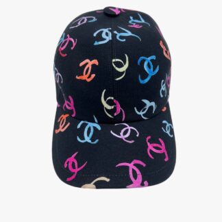 CHANEL - CAPPELLO DA BASEBALL 100% COTONE NERO CC MULTICOLOR