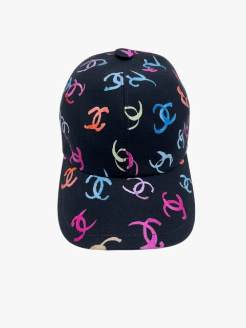 CHANEL – CAPPELLO DA BASEBALL 100% COTONE NERO CC MULTICOLOR