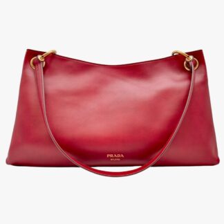 PRADA - BORSA A SPALLA PRADA ETUDE LARGE IN PELLE RUBINO