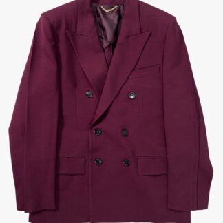 VICTORIA BECKHAM - BLAZER DOPPIOPETTO OVERSIZE MISTO LANA/VISCOSA BORGOGNA - TG 42