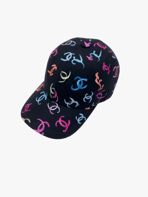 CHANEL – CAPPELLO DA BASEBALL 100% COTONE NERO CC MULTICOLOR