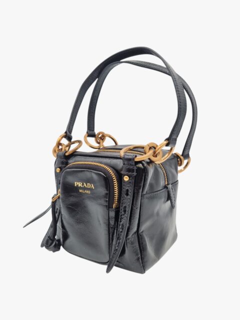 PRADA – BAULETTO PRADA DANGLE MINI IN PELLE NERO – GHW