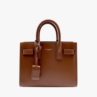 YVES SAINT LAURENT - BORSA SAC DE JOUR NANO PELLE LISCIA COLORE FOX