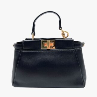 FENDI - BAG/CHARM PEEKABOO MICRO TRACOLLA - AGNELLO LISCIO NERO GHW
