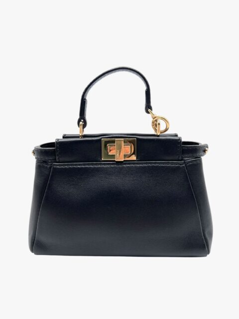 FENDI – BAG/CHARM PEEKABOO MICRO TRACOLLA – AGNELLO LISCIO NERO GHW