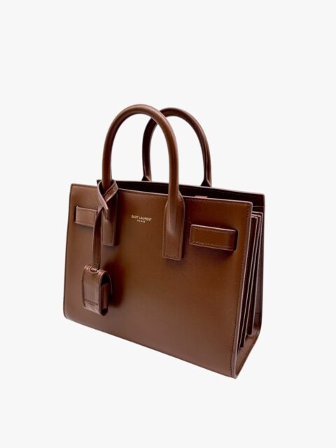 YVES SAINT LAURENT – BORSA SAC DE JOUR NANO PELLE LISCIA COLORE FOX