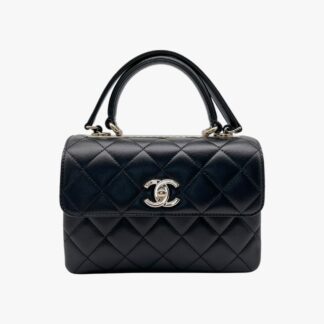 CHANEL - BORSA CON MANICO MINI TRENDY AGNELLO NERO - GHW