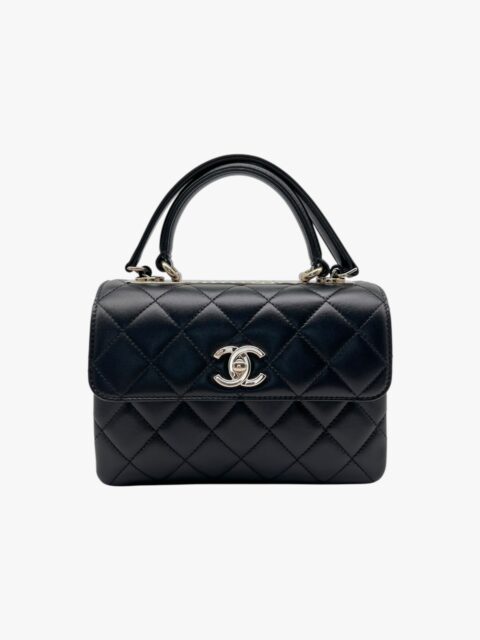 CHANEL – BORSA CON MANICO MINI TRENDY AGNELLO NERO – GHW