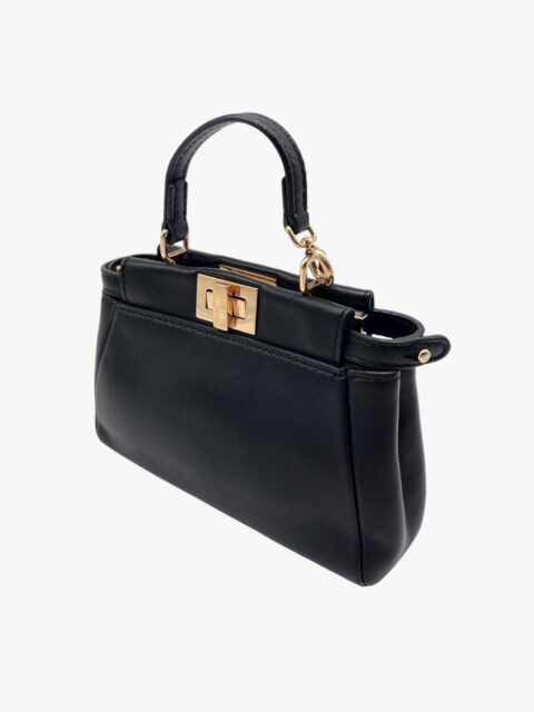 FENDI – BAG/CHARM PEEKABOO MICRO TRACOLLA – AGNELLO LISCIO NERO GHW
