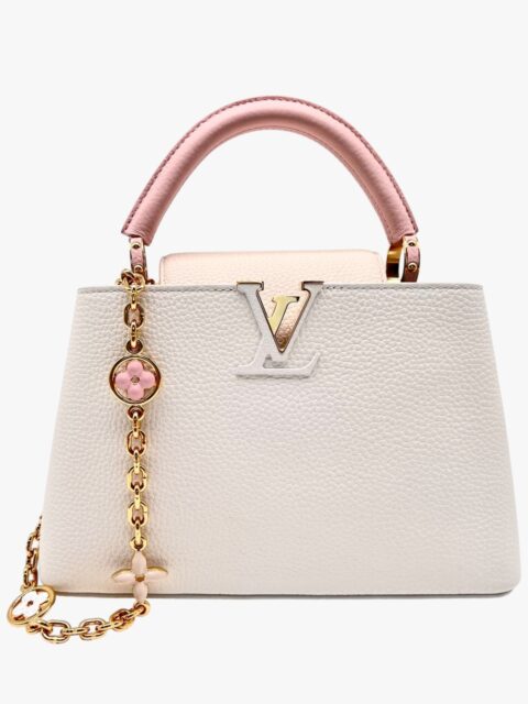 LOUIS VUITTON – BORSA CAPUCINES BB TAURILLON BIANCA – GHW