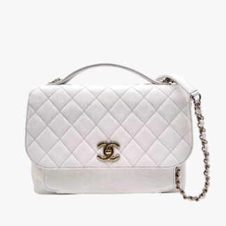 CHANEL - BORSA TOP HANDLE SINGLE FLAP MICRO CAVIAR BIANCO - GHW