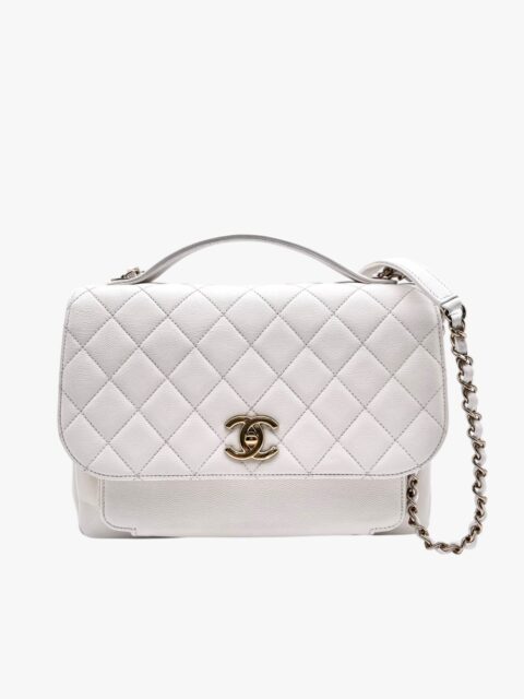 CHANEL – BORSA TOP HANDLE SINGLE FLAP MICRO CAVIAR BIANCO – GHW