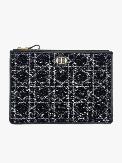DIOR – POCHETTE DEA 30 MONTAIGNE PELLE E TWEED CANNAGE BIANCO/NERO GHW