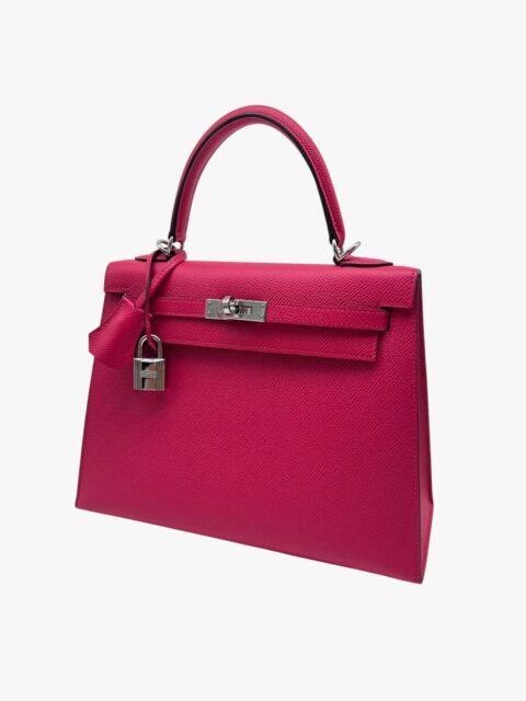 HERMÈS – BORSA KELLY 25 EPSOM SELLIER ROSE MEXICO – PHW