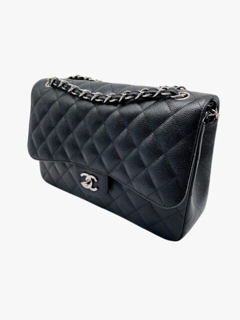 CHANEL – BORSA CLASSICA GRANDE CAVIAR NERO SHW