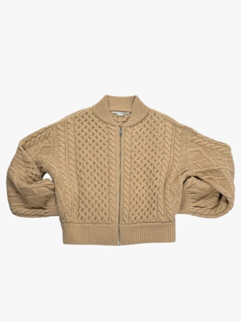 STELLA McCARTNEY – CARDIGAN CON CERNIERA LANA BEIGE TG. 40 – SHW