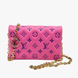 LOUIS VUITTON - POCHETTE COUSSIN PELLE EMPREINTE FUCSIA/VIOLA - GHW