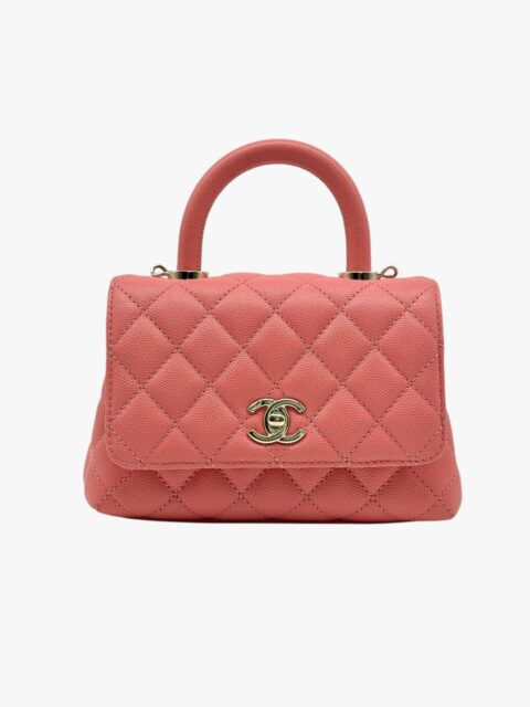 CHANEL – BORSA MINI CON MANICO (COCO HANDLE) MICRO CAVIAR ROSA – GHW
