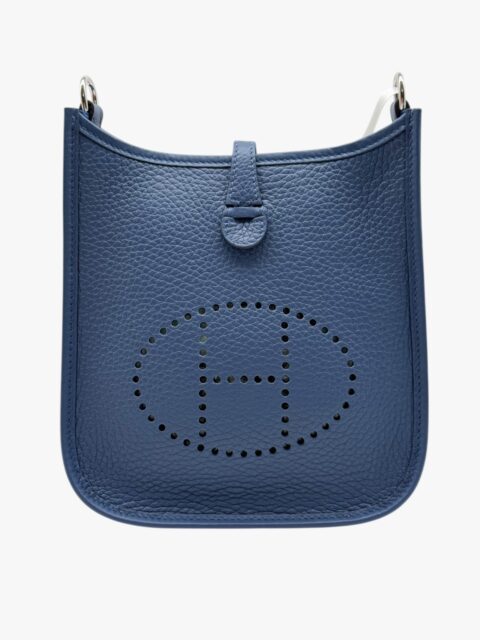 HERMÈS – BORSA MINI EVELYNE AMAZONE 16 TAURILLON CLEMENCE BLEU TIE – PHW