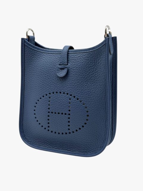 HERMÈS – BORSA MINI EVELYNE AMAZONE 16 TAURILLON CLEMENCE BLEU TIE – PHW