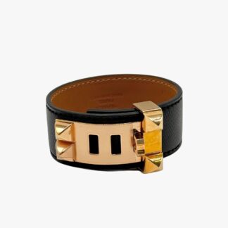 HERMÈS - BRACCIALE COLLIER DE CHIEN 24 EPSOM NERO - GHW
