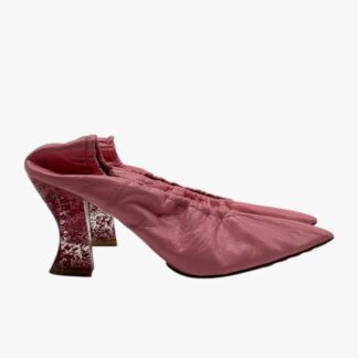 BOTTEGA VENETA - DÉCOLLETÉ ALMOND PUMPS IN PELLE SCHIACCIATA ROSA E TACCO GIOIELLO - MIS. 39.5