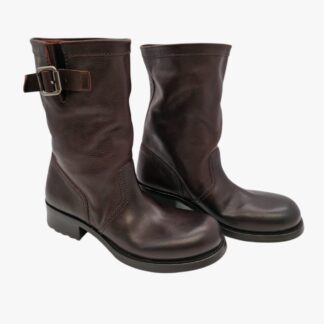 PRADA - STIVALI METÀ POLPACCIO IN PELLE MARRONE PUNTA TONDA MIS. 39.5 - SHW