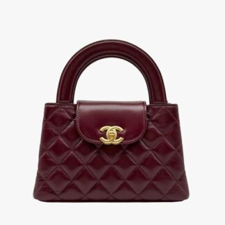 CHANEL - BORSA MINI SHOPPING TRACOLLA CON MANICO PELLE AGNELLO BORDEAUX - GHW