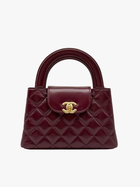 CHANEL – BORSA MINI SHOPPING TRACOLLA CON MANICO PELLE AGNELLO BORDEAUX – GHW