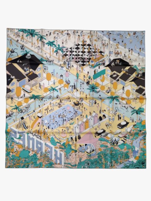 HERMÈS – CARRÉ 90 “ON THE BEACH” SETA 100% MULTICOLORE