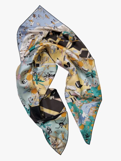 HERMÈS – CARRÉ 90 “ON THE BEACH” SETA 100% MULTICOLORE